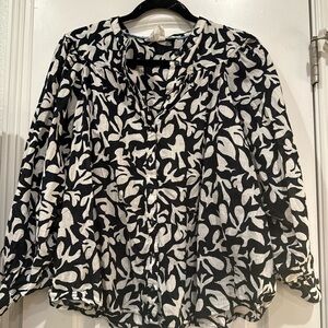 Anthropologie Button-Front Women's Top in Black & White